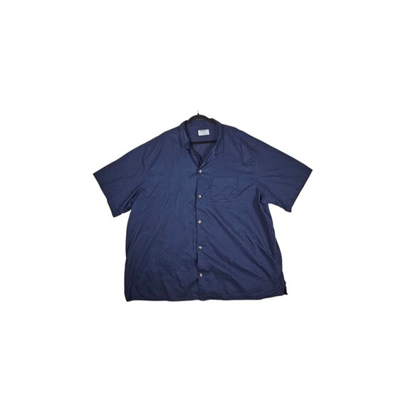 Old Navy Men's 4XL Tall Navy Linen Blend Camp Shirt - Picture 1 of 8